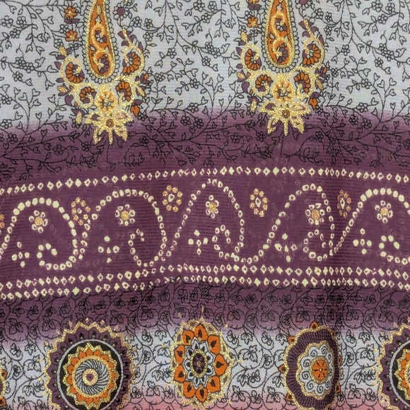 Y2K Boho Fairy Asymmetrical Paisley Mesh Top With Velvet Bow Size Medium - Picture 8 of 8